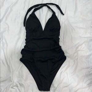 Black Halter One-Piece Swimsuit